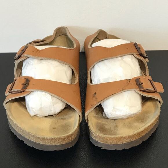 Vintage Birkenstock Milano Caramel Ginger Brown Double Heel Strap Sandals 40 - Picture 6 of 16
